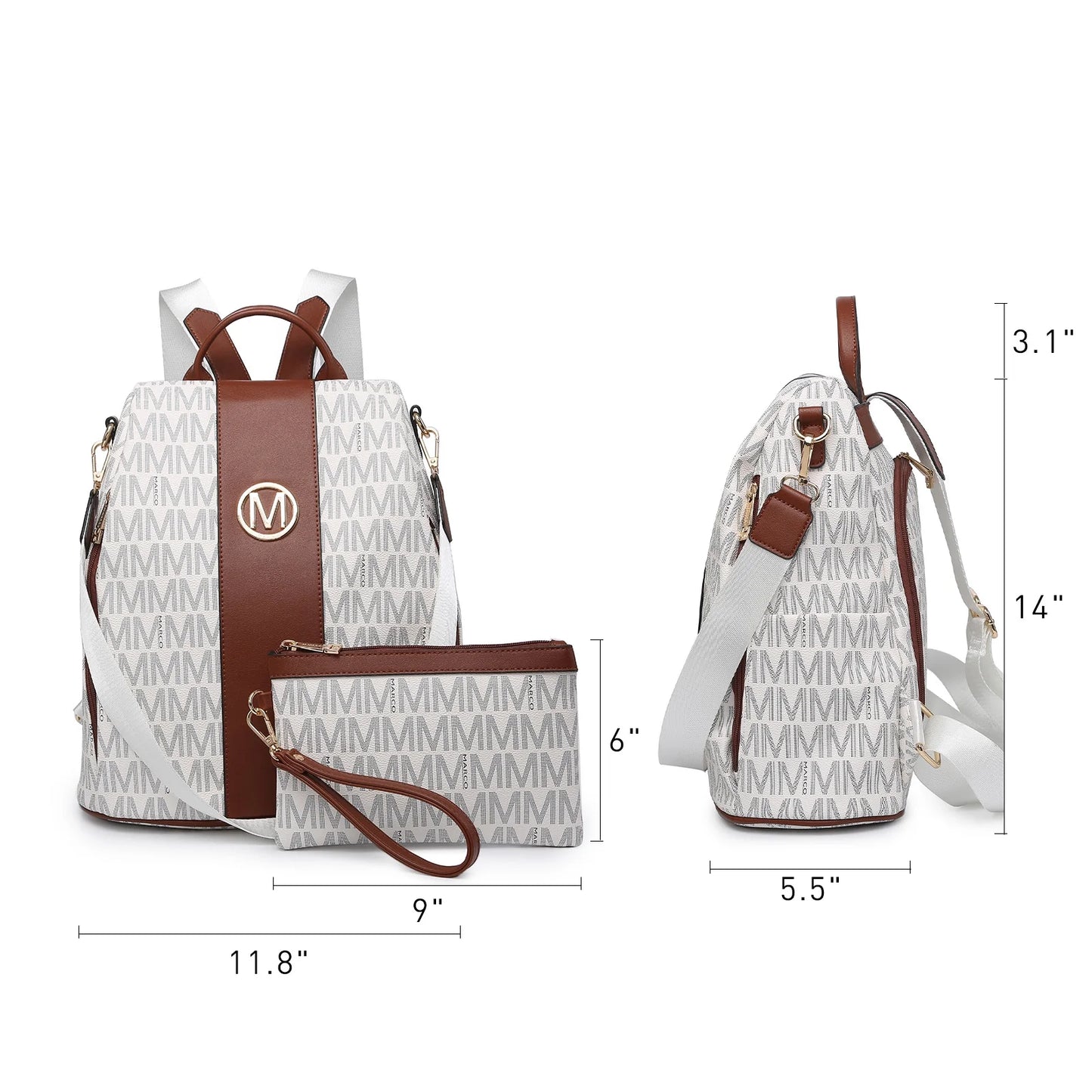 Woman Fashion Backpacks Handbags Anti-Theft Travel School Bags Shoulder Purse Wallet Set 2Pcs