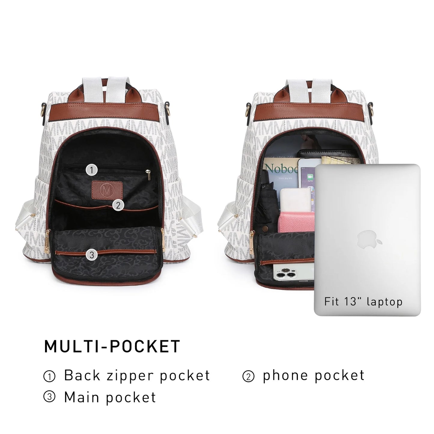 Woman Fashion Backpacks Handbags Anti-Theft Travel School Bags Shoulder Purse Wallet Set 2Pcs