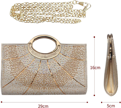 Clutch Purses for Women Rhinestone Evening Bag Wedding Party Cocktail Purses Handbags,Gold.