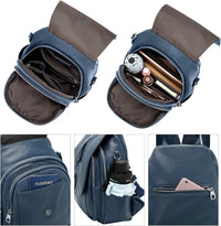 Genuine Leather Backpack for Women Convertible Shoulder Bag with Buckle Flap